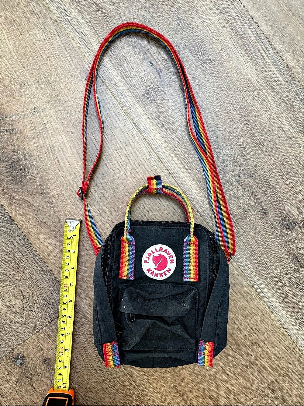 Fjallraven Kånken Rainbow Sling Rainbow Strap Backpack in Black